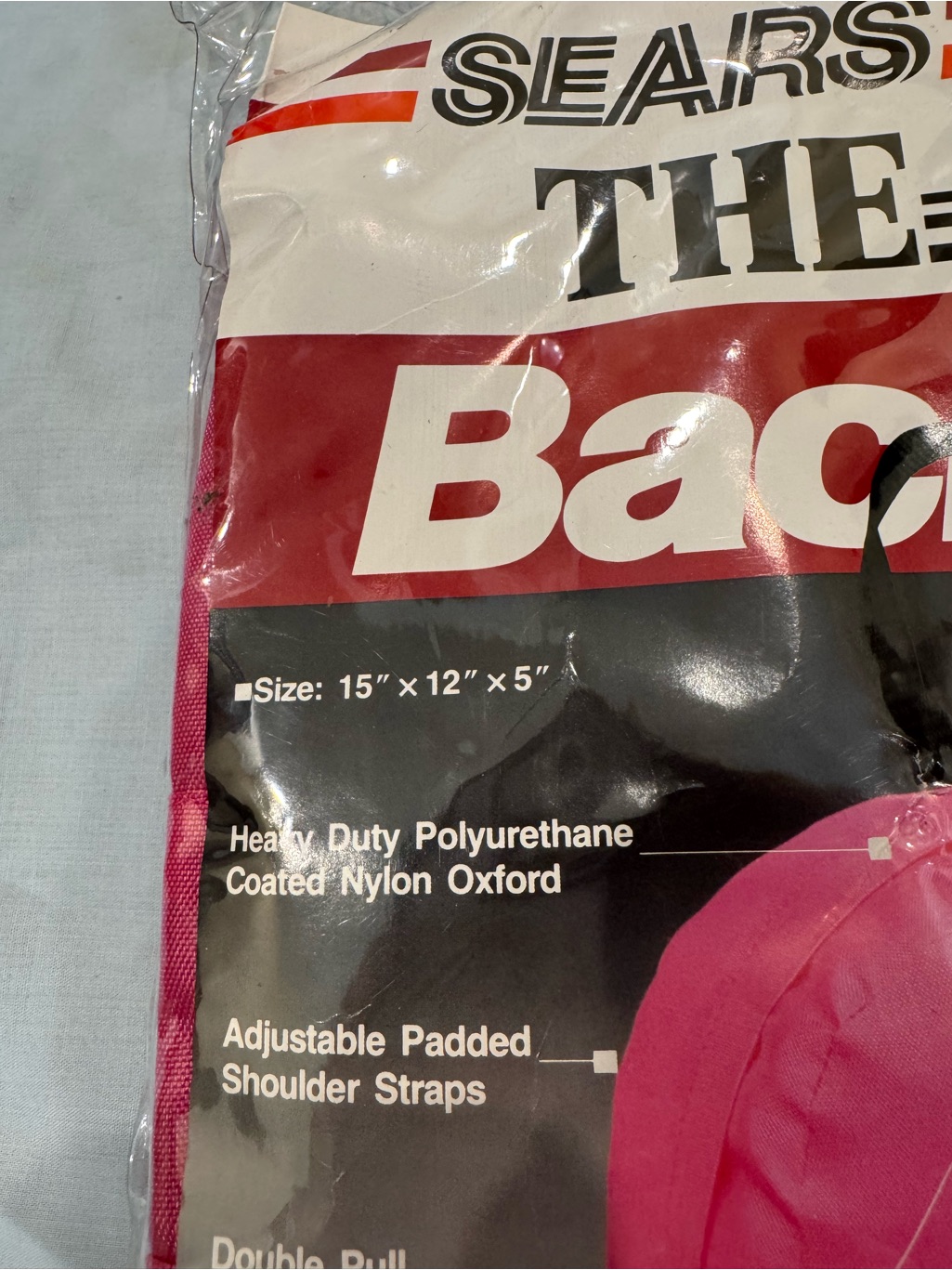 Vintage 1980s Sears “The Bag” Backpack In Bright Pink, Model #98063. — image 7 of 8